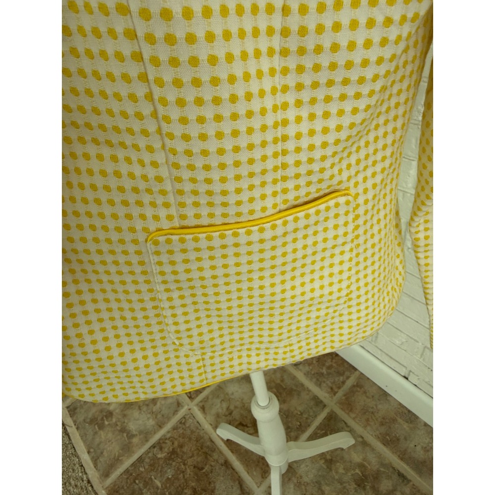 Jessica Howard Blazer Women 14 Yellow Excellent Polka Dot Cotton Button Front - Picture 4 of 5